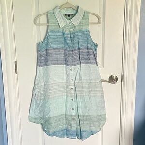 Boho Chic 100% linen striped shirt Dress 47088